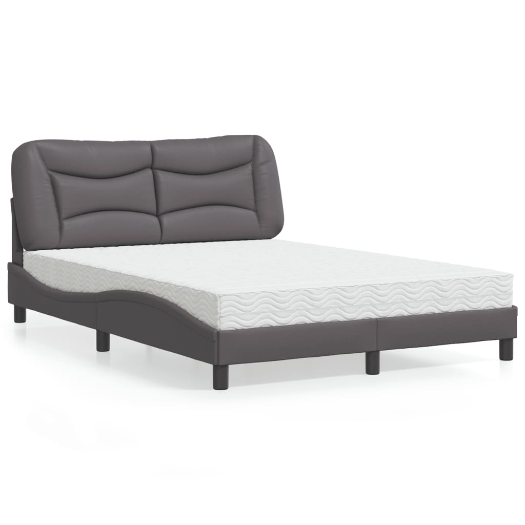 Letto con Materasso Hvar Grigio 140x200 cm in Similpelle