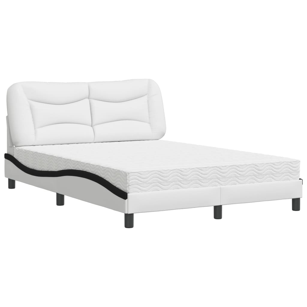 Letto con Materasso Hvar Bianco e Nero 140x200 cm in Similpelle