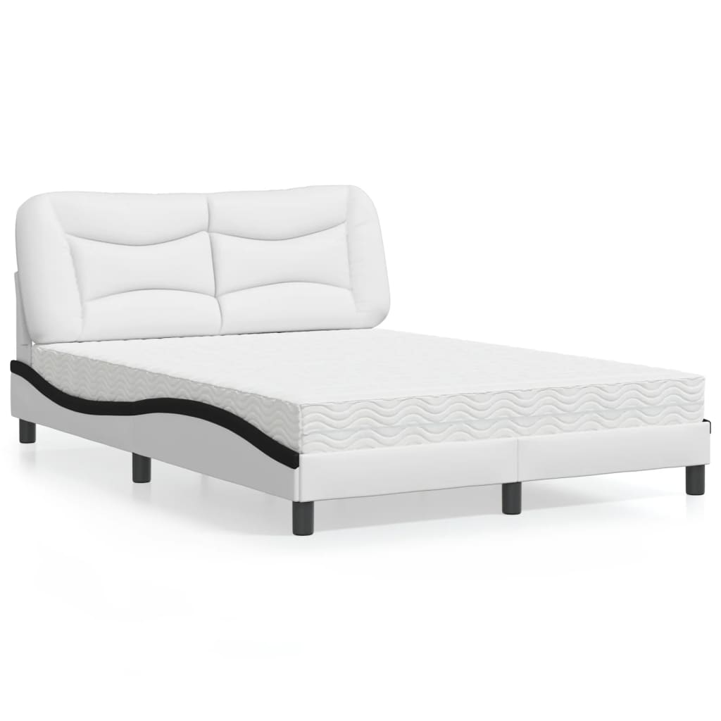 Letto con Materasso Hvar Bianco e Nero 140x200 cm in Similpelle