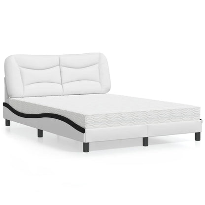 Letto con Materasso Hvar Bianco e Nero 140x200 cm in Similpelle