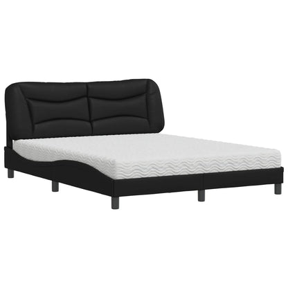 Letto con Materasso Hvar Nero 160x200 cm in Similpelle