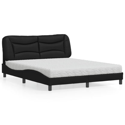Letto con Materasso Hvar Nero 160x200 cm in Similpelle