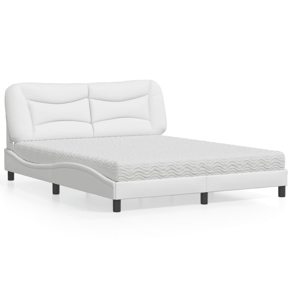 Letto con Materasso Hvar Bianco 160x200 cm in Similpelle