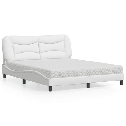 Letto con Materasso Hvar Bianco 160x200 cm in Similpelle