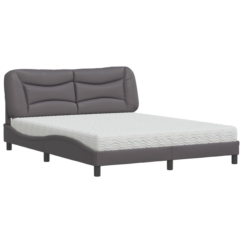 Letto con Materasso Hvar Grigio 160x200 cm in Similpelle