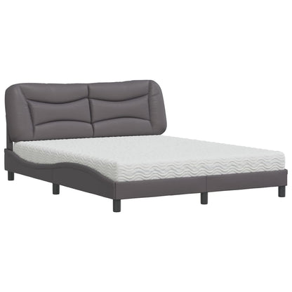 Letto con Materasso Hvar Grigio 160x200 cm in Similpelle