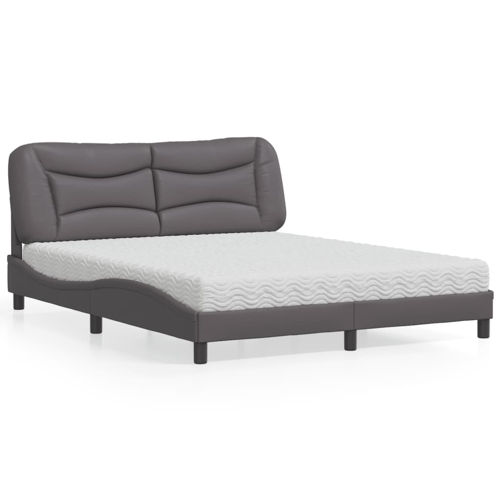 Letto con Materasso Hvar Grigio 160x200 cm in Similpelle