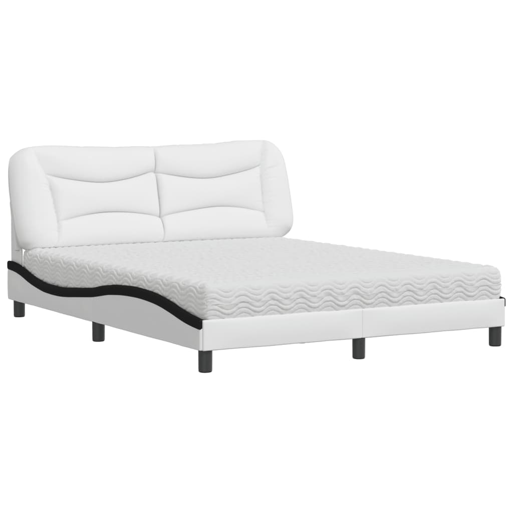 Letto con Materasso Hvar Bianco e Nero 160x200cm Similpelle