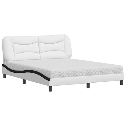 Letto con Materasso Hvar Bianco e Nero 160x200cm Similpelle