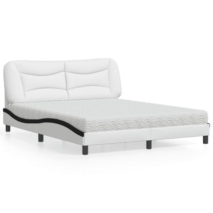 Letto con Materasso Hvar Bianco e Nero 160x200cm Similpelle