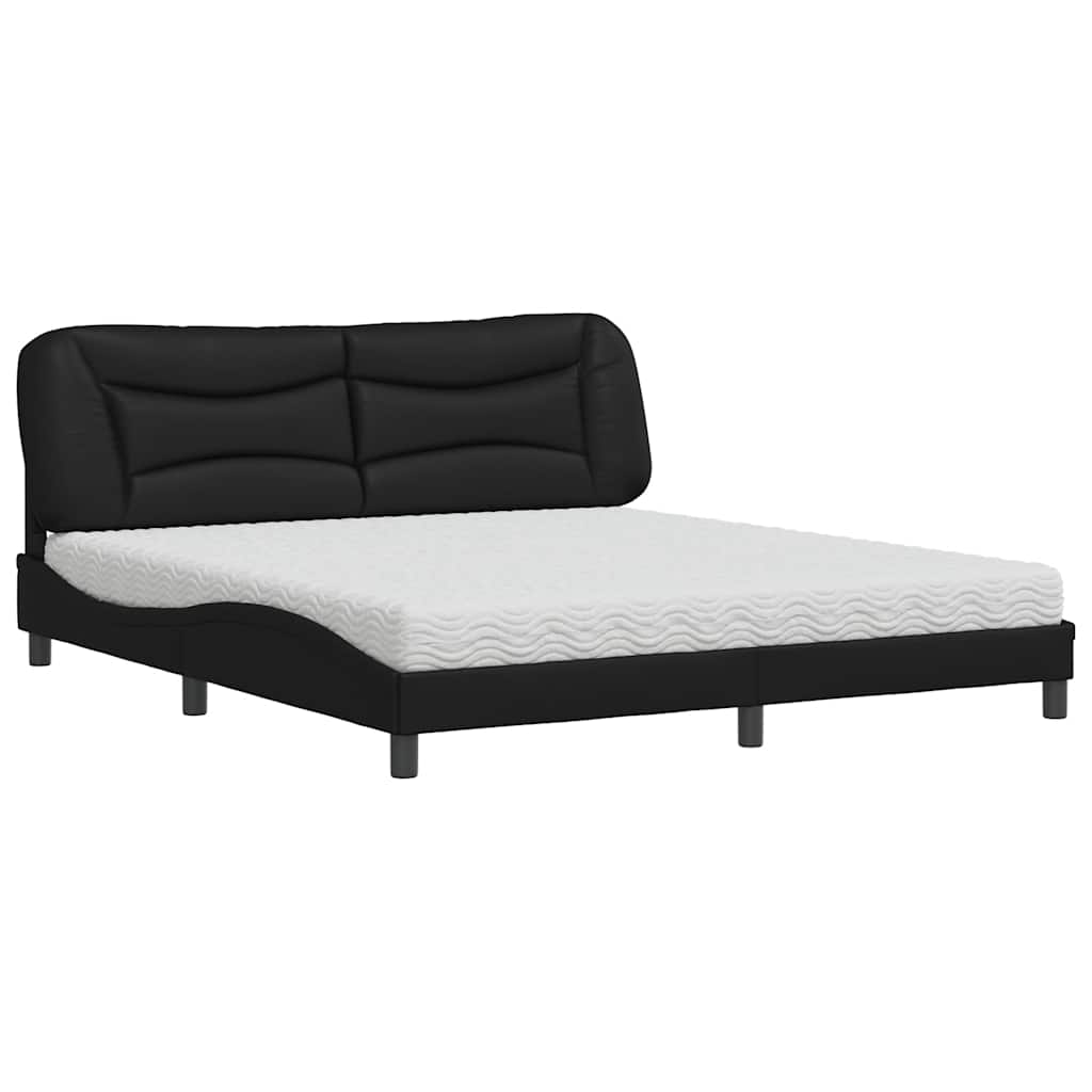 Letto con Materasso Hvar Nero 180x200 cm in Similpelle