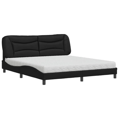 Letto con Materasso Hvar Nero 180x200 cm in Similpelle