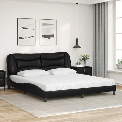 Letto con Materasso Nero 180x200 cm in Similpelle
