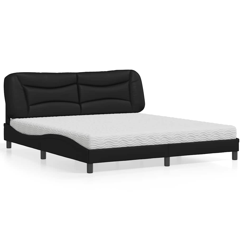 Letto con Materasso Hvar Nero 180x200 cm in Similpelle