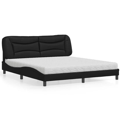 Letto con Materasso Hvar Nero 180x200 cm in Similpelle