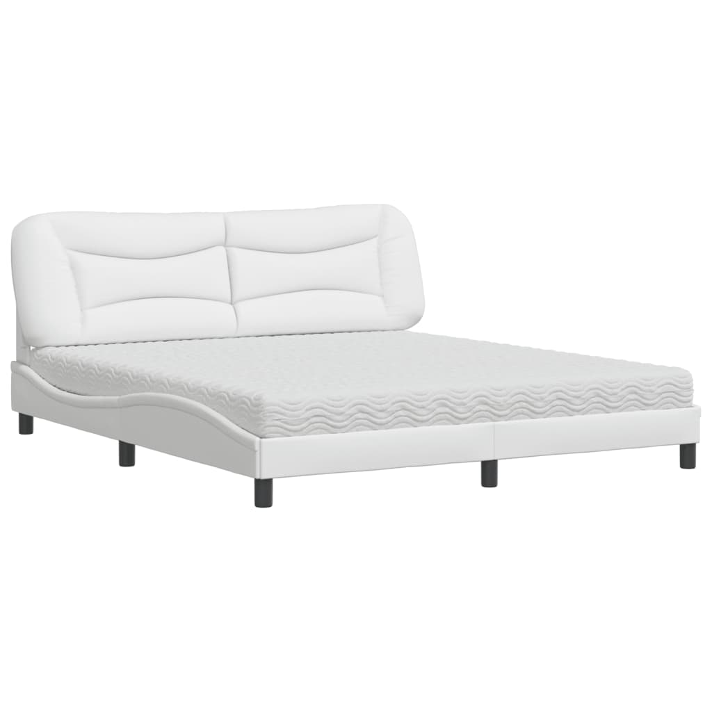 Letto con Materasso Bianco 180x200 cm in Similpelle
