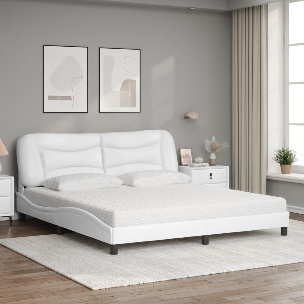 Letto con Materasso Hvar Bianco 180x200 cm in Similpelle