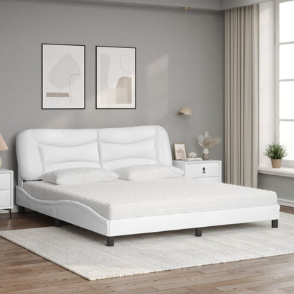 Letto con Materasso Hvar Bianco 180x200 cm in Similpelle