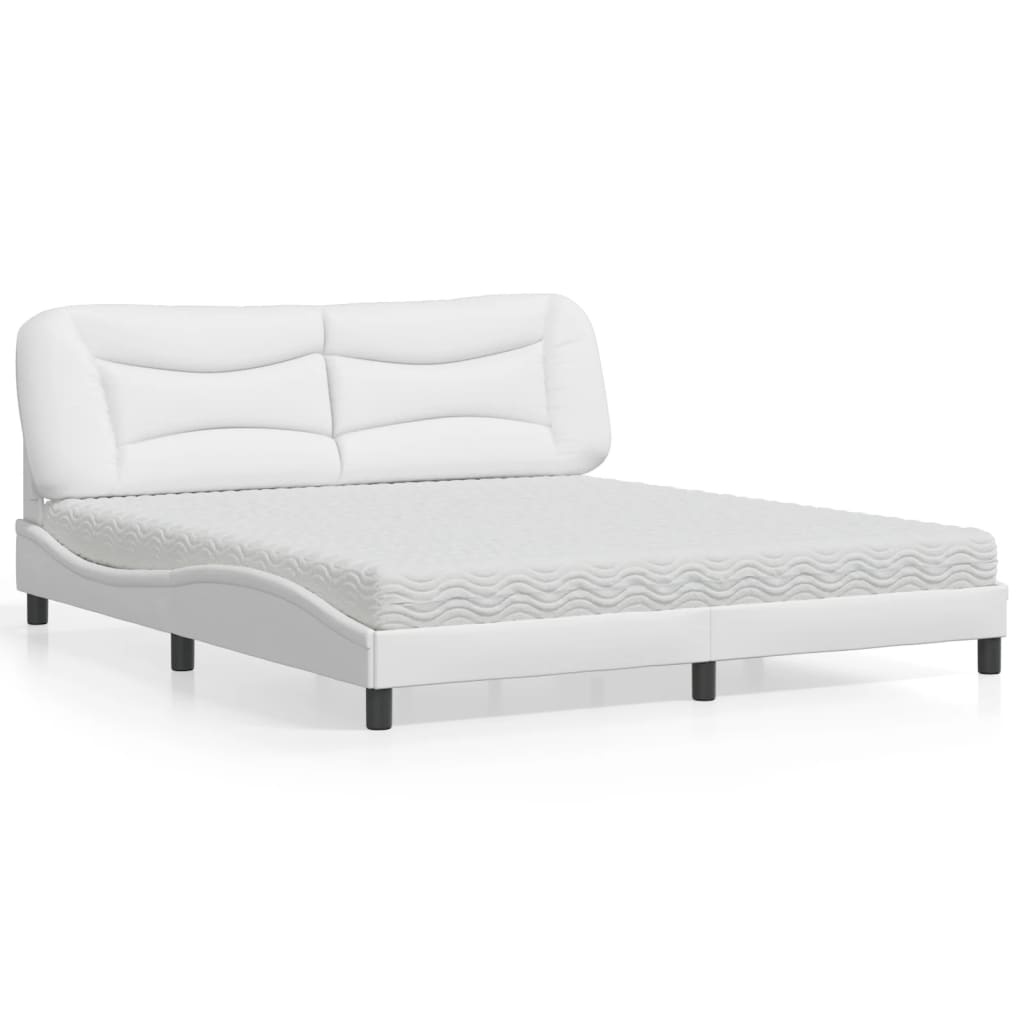 Letto con Materasso Hvar Bianco 180x200 cm in Similpelle
