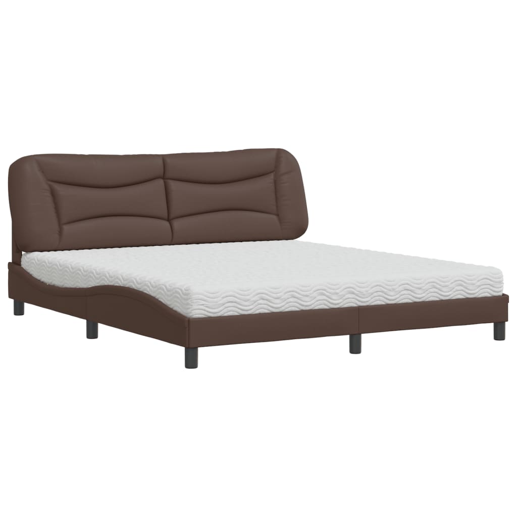 Letto con Materasso Hvar Marrone 180x200cm in Similpelle