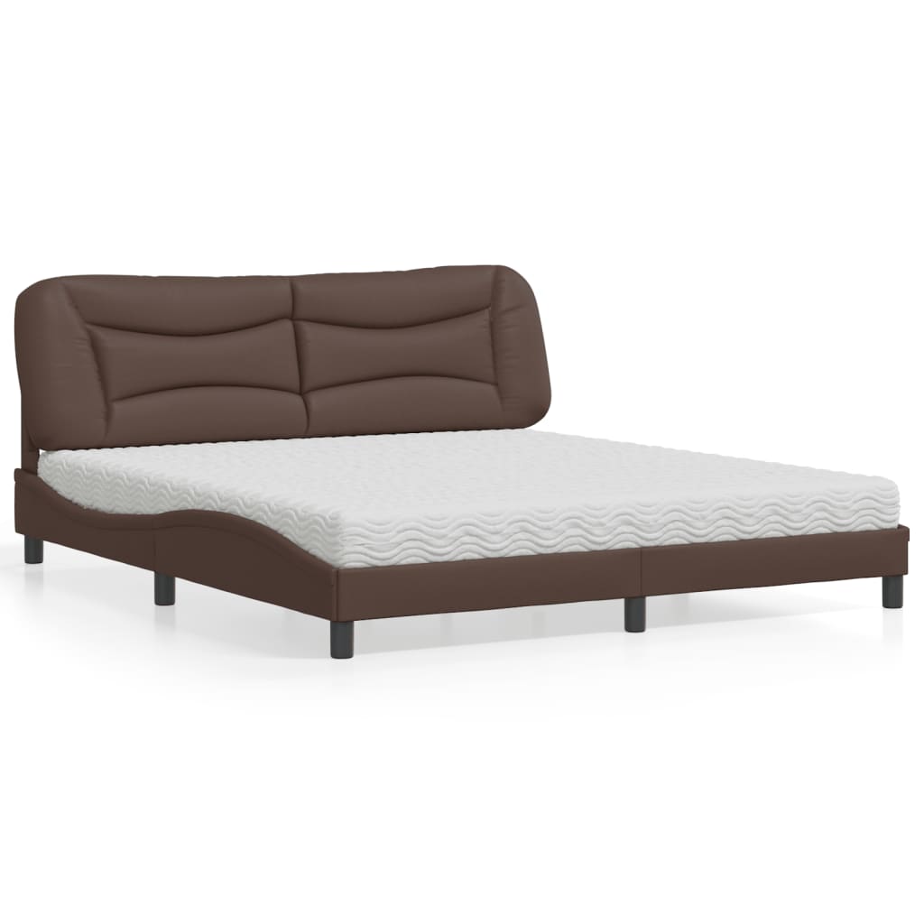 Letto con Materasso Hvar Marrone 180x200cm in Similpelle