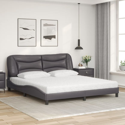 Letto con Materasso Hvar Grigio 180x200 cm in Similpelle