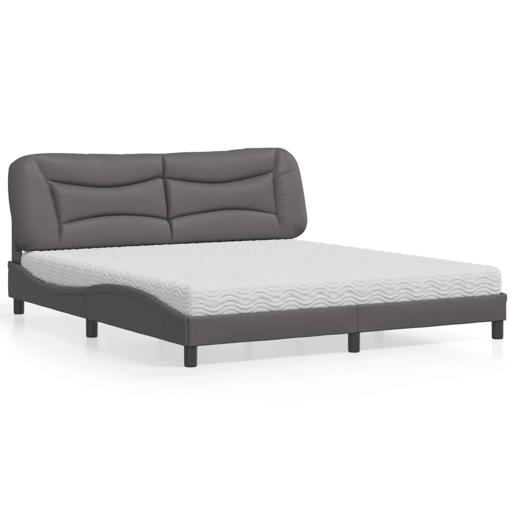 Letto con Materasso Hvar Grigio 180x200 cm in Similpelle