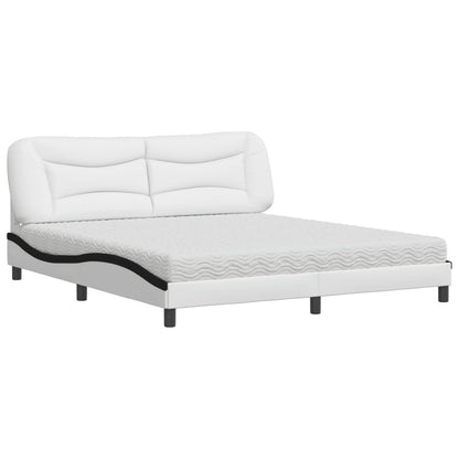 Letto con Materasso Hvar Bianco e Nero 180x200cm Similpelle