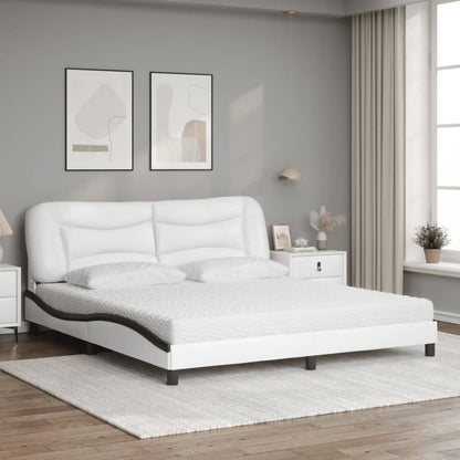 Letto con Materasso Hvar Bianco e Nero 180x200cm Similpelle
