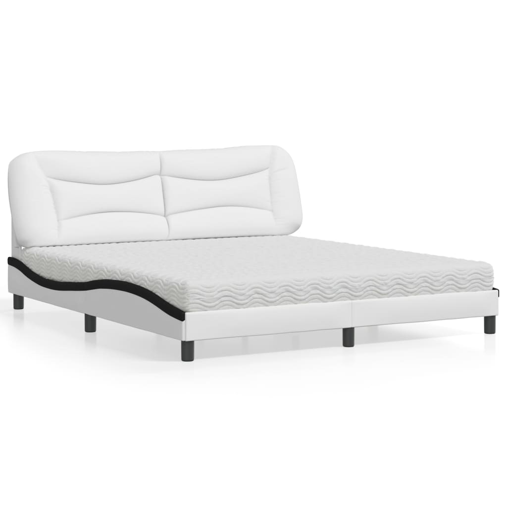 Letto con Materasso Hvar Bianco e Nero 180x200cm Similpelle