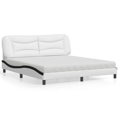 Letto con Materasso Hvar Bianco e Nero 180x200cm Similpelle
