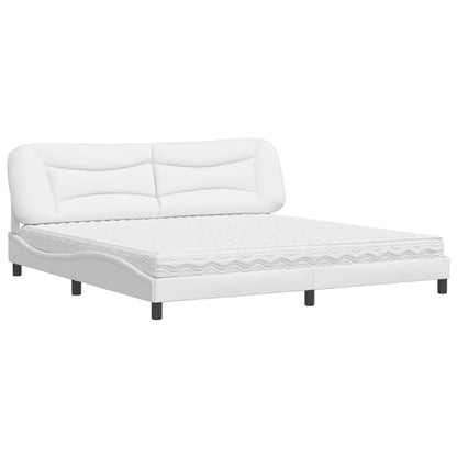 Letto con Materasso Bianco 200x200cm in Similpelle