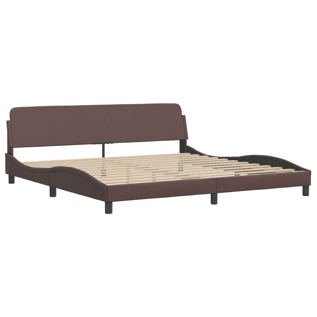Letto con Materasso Marrone 200x200cm in Similpelle