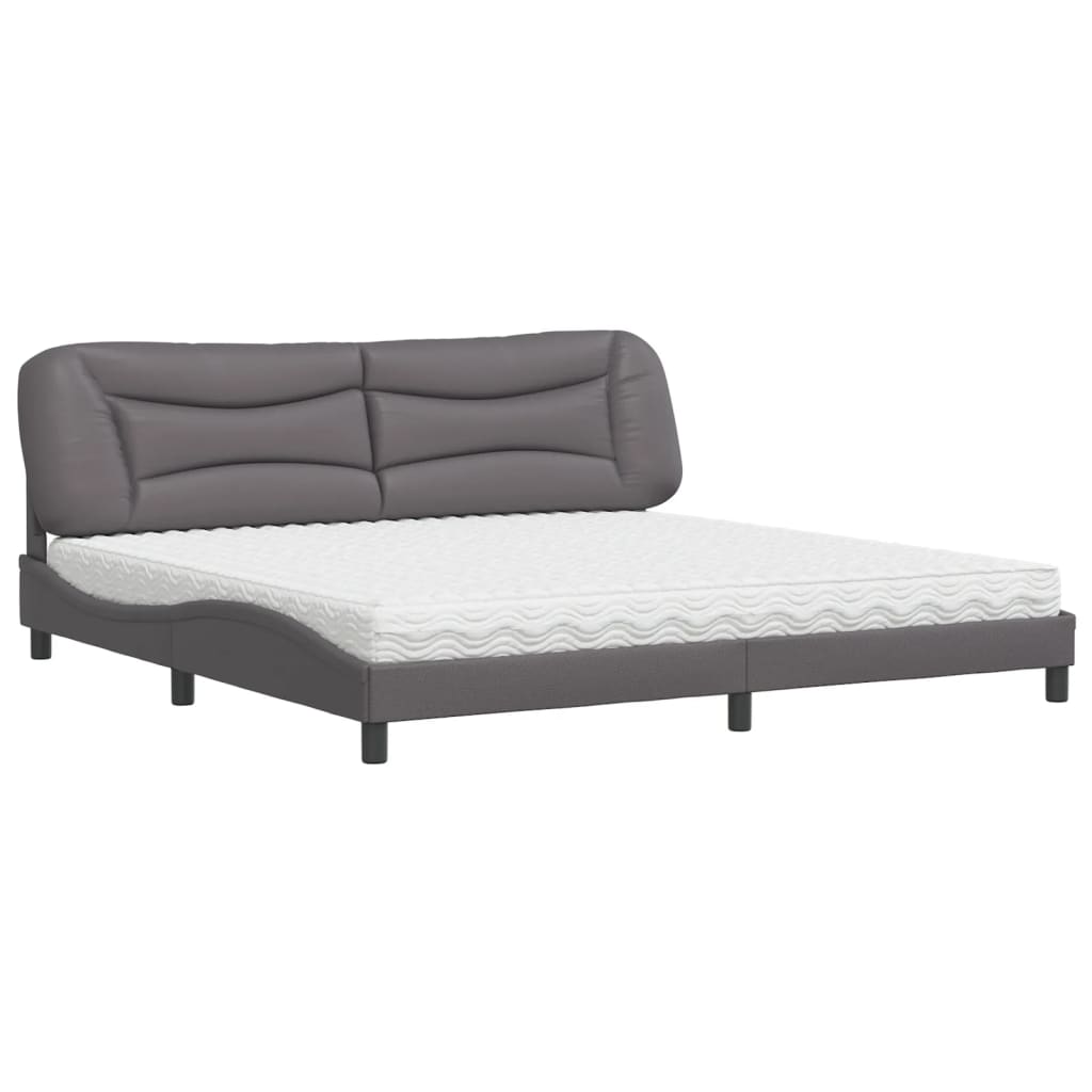 Letto con Materasso Hvar Grigio 200x200 cm in Similpelle