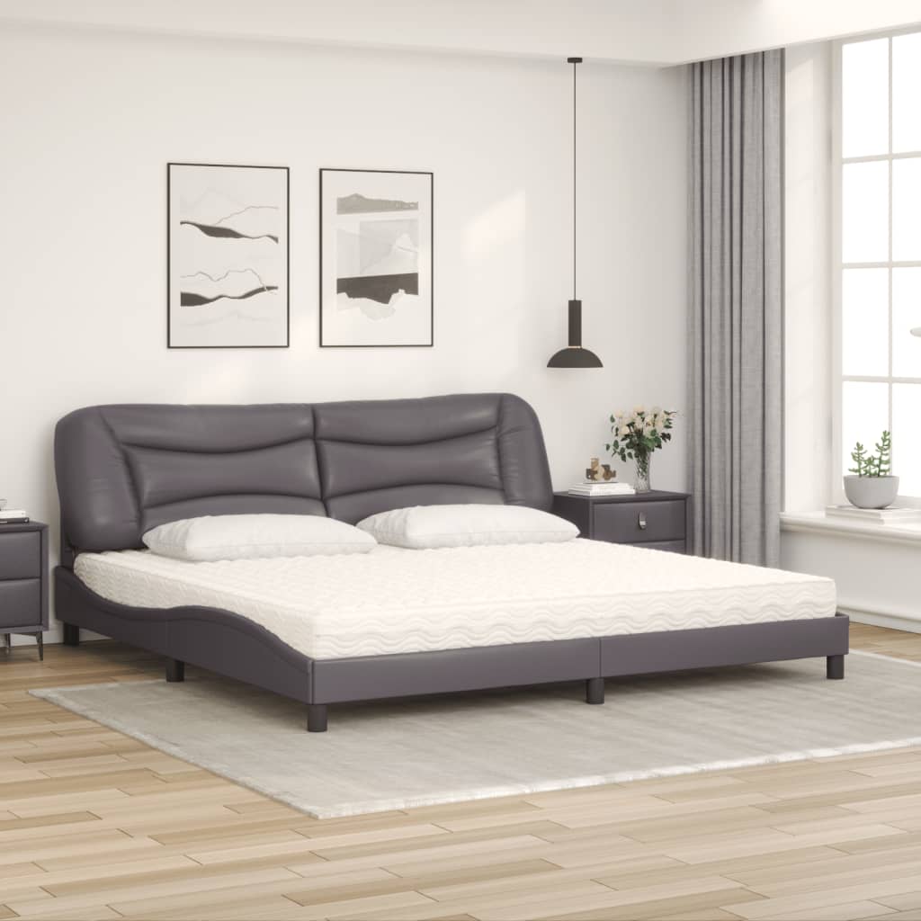 Letto con Materasso Hvar Grigio 200x200 cm in Similpelle