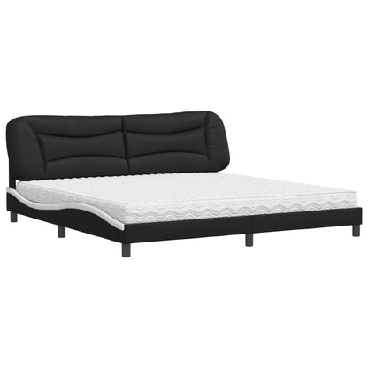Letto con Materasso Hvar Nero e Bianco 200x200cm in Similpelle