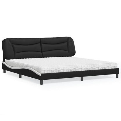 Letto con Materasso Hvar Nero e Bianco 200x200cm in Similpelle