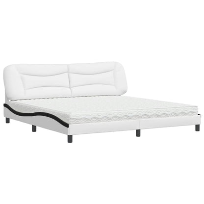 Letto con Materasso Bianco e Nero 200x200cm in Similpelle