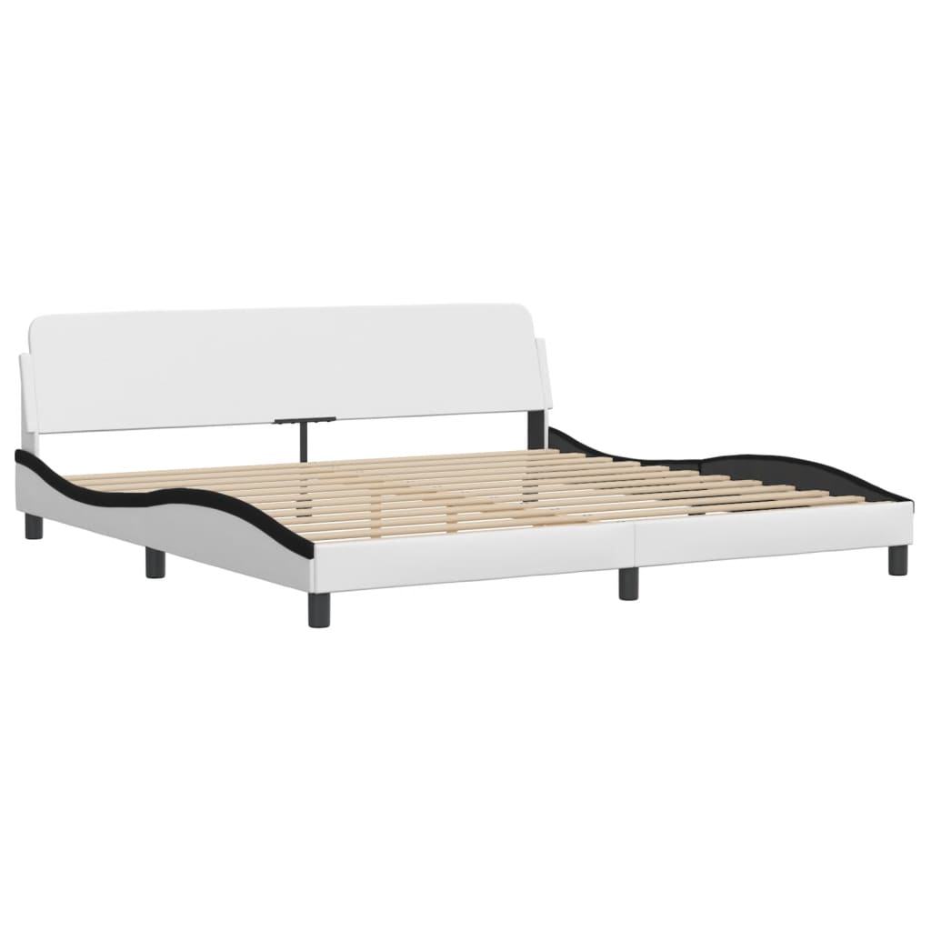 Letto con Materasso Bianco e Nero 200x200cm in Similpelle