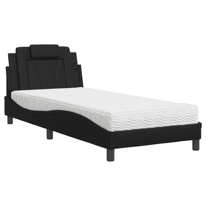 Letto Viana con Materasso Nero 80x200 cm in Similpelle