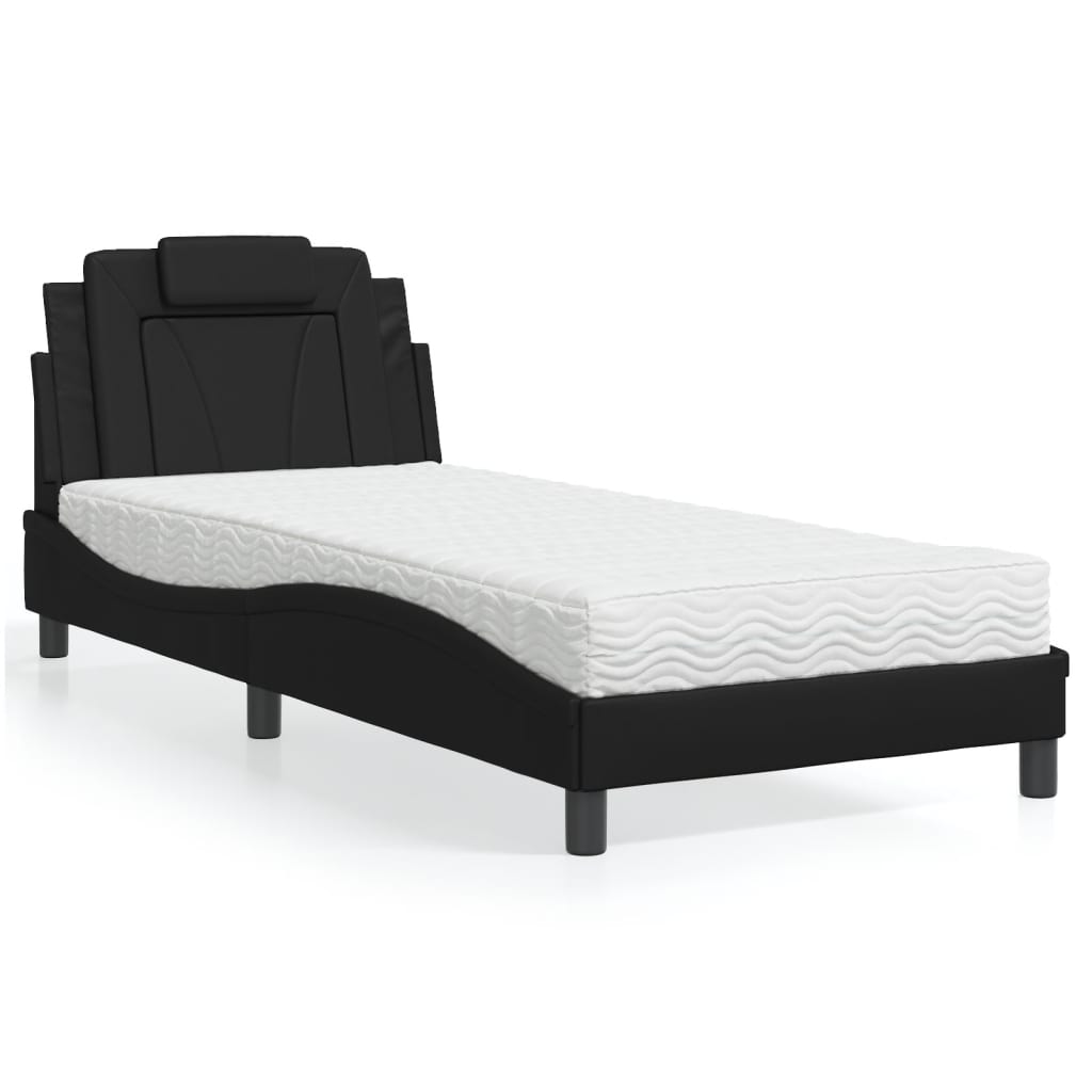 Letto Viana con Materasso Nero 80x200 cm in Similpelle