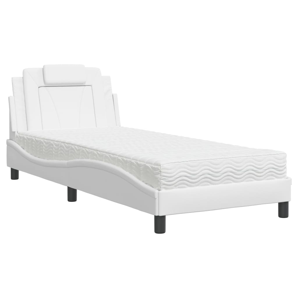 Letto Viana con Materasso Bianco 80x200 cm in Similpelle