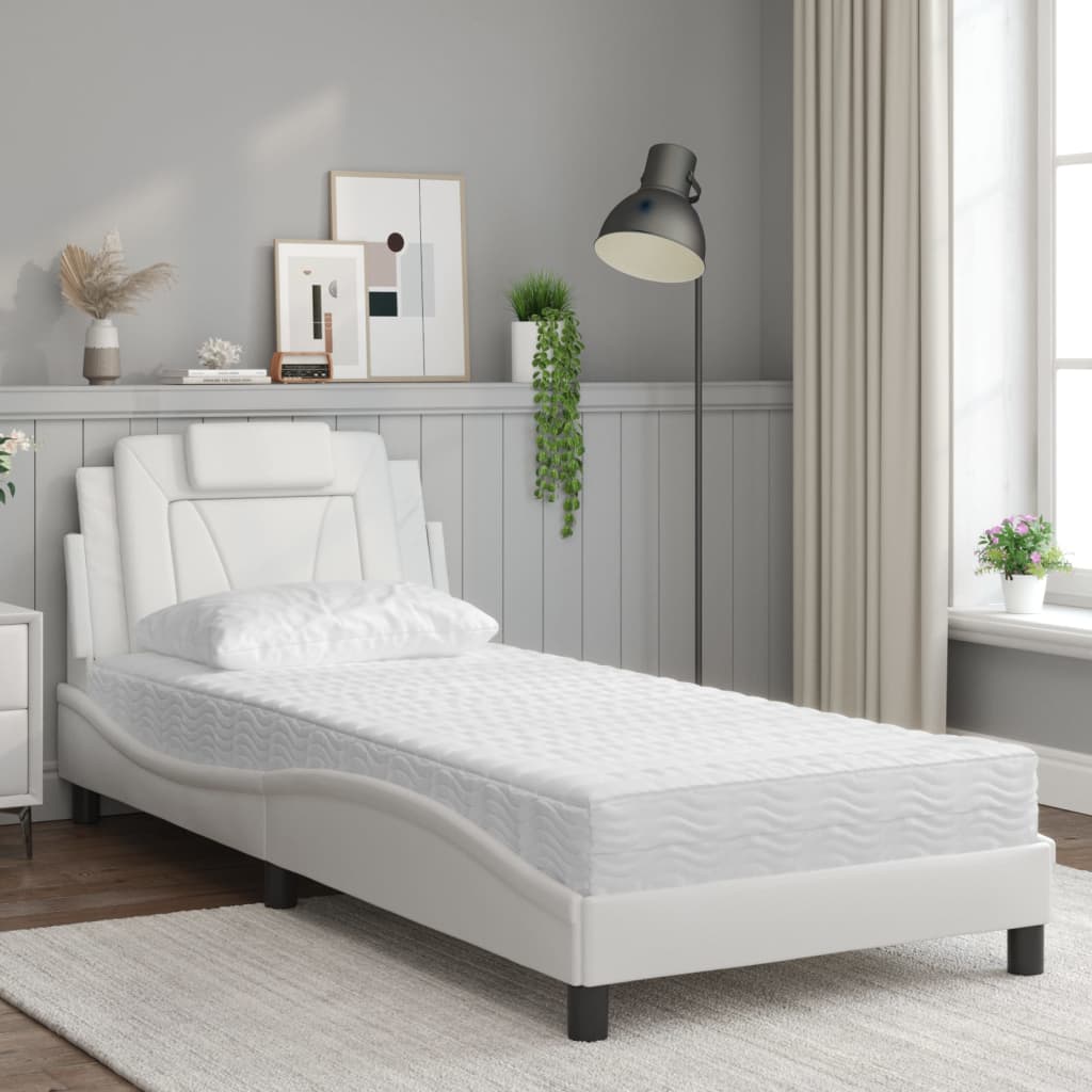 Letto Viana con Materasso Bianco 80x200 cm in Similpelle
