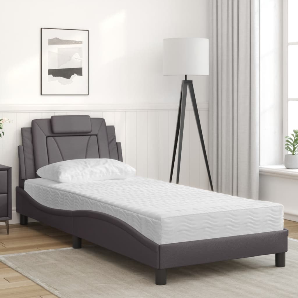 Letto Viana con Materasso Grgio 80x200 cm in Similpelle