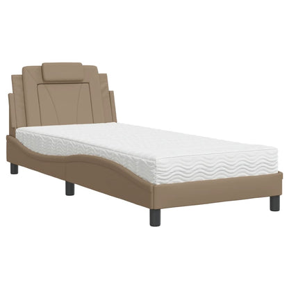 Letto Viana con Materasso Cappuccino 80x200 cm Similpelle