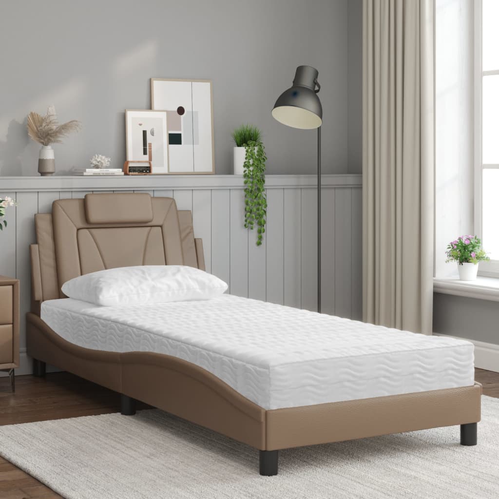 Letto Viana con Materasso Cappuccino 80x200 cm Similpelle