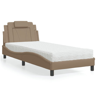 Letto Viana con Materasso Cappuccino 80x200 cm Similpelle