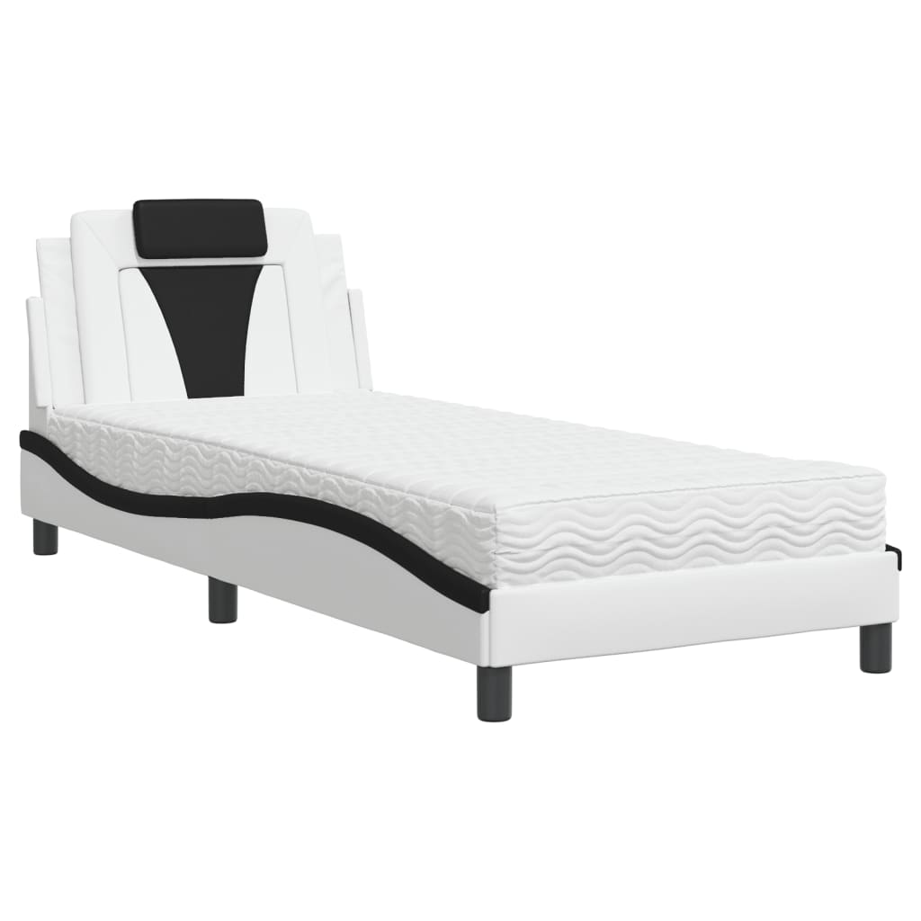 Letto Viana con Materasso Nero e Bianco 80x200 cm in Similpelle