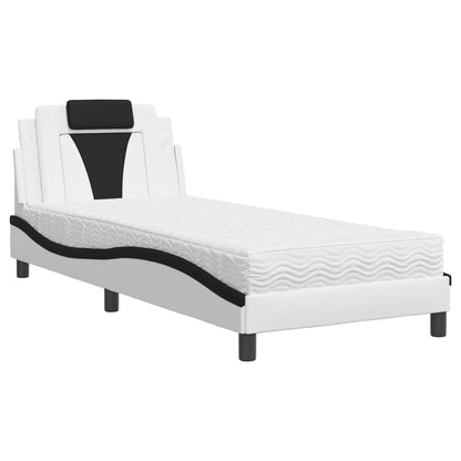 Letto Viana con Materasso Nero e Bianco 80x200 cm in Similpelle