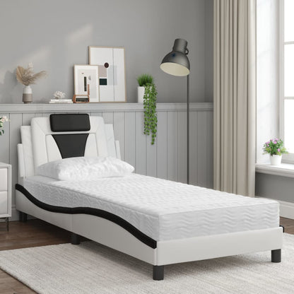 Letto Viana con Materasso Nero e Bianco 80x200 cm in Similpelle